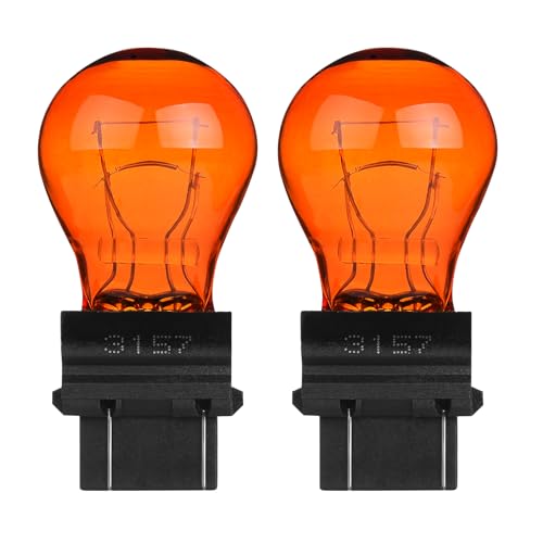 3157 4157NA Amber Bulb, 12V Brake/Tail/Turn Signal/DRL Lights, P27/7W 3157NA 3157LL 3047 3057 4057 T25 Replacement for F150 Ranger Edge Focus Altima Silverado Wrangler Grand Cherokee Compass(2 Pack)