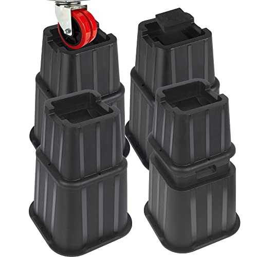 Dedu Adjustable Bed Risers 8 Inch Heavy Duty 4 Pack, Furniture Risers With Casters Wheels For Furniture Without Legs, Couch Risers 3, 5 Or 8 Inch Fits To Desk, Chair, Dorm (Black) #TOP7