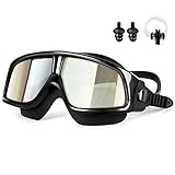 Besimulus Swim Goggles, Swimming Goggles with Ear Plugs and Nose Clip No leaking Anti Fog UV Protection for Adult Kids Men Women Youth Triathlon Black