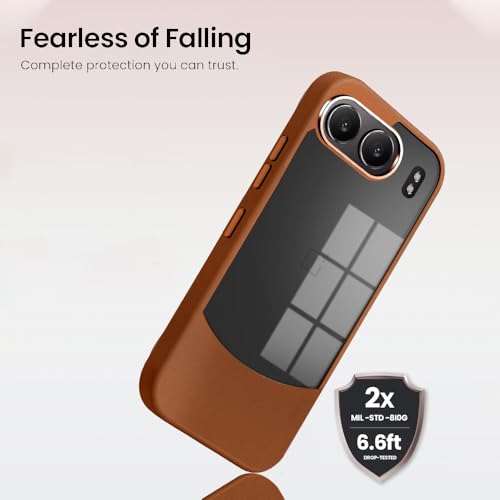 Image of KARWAN️Fusion Edge Leather Transparent Mobile Back Case | Slim Fit | Anti-Fingerprint| Scratch-Resistant | Premium Grip | Shockproof case | Back Cover for Oneplus Nord 4 || Brown