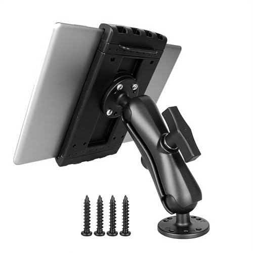 Heavy Duty Tablet Mount for Truck, Aluminum Drill Base Tablet Holder, Compatible with 7.5''-13'' Tablets/iPad, Industrial iPad Holder for Wall, Truck,Commercial Vehicles, Warehouse, Dashboard, Boat