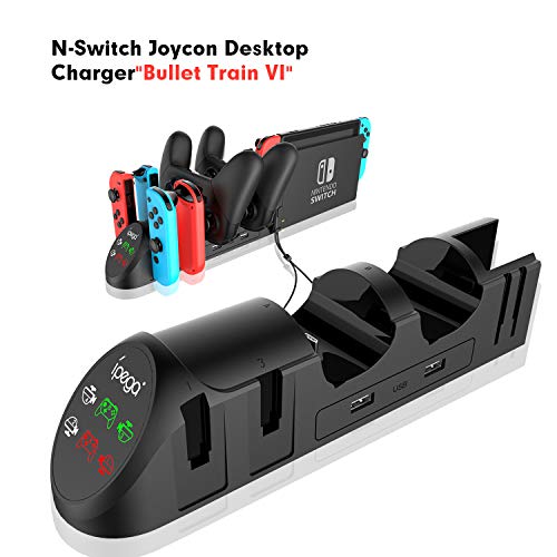 ECHZOVE Nintendo Switch Controller Charger & Wrist Straps (4 Joy-Con, 2 Pro Controllers)