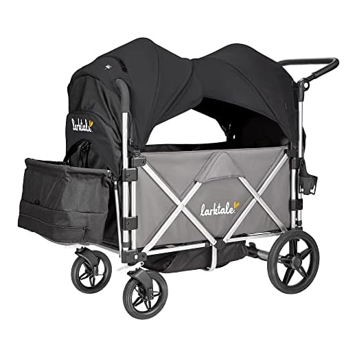 Larktale Caravan with Canopies - Double Seater Collapsible Wagon, All-Terrain Stroller Wagon for Kids, Baby, Toddler - Caravan/Canopies Bundle
