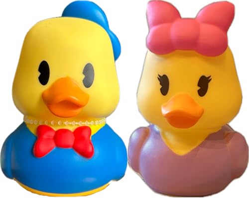 Image of Just Play Rubber Ducks Collection, Donald The Duck and Daisy, 3" Bath Toys
