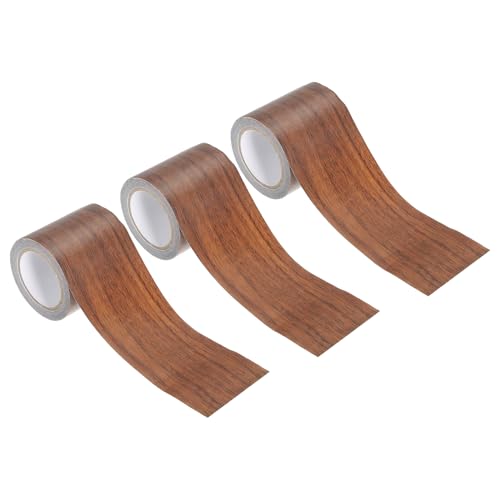 Image of PATIKIL Wood Grain Repair Tape 2.2 inch X15', 3 Pack Self Adhesive Realistic Textured Repair Tape Patch for Floor Door Table Cabinets Desk, Dark Brown Oak