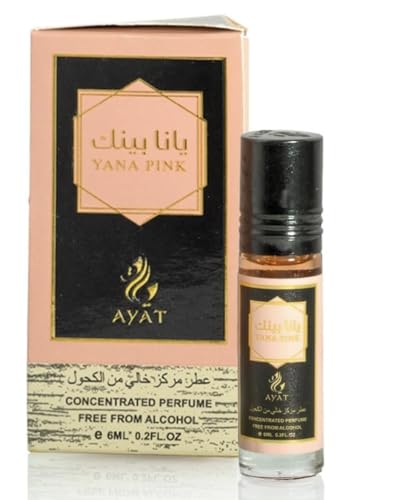 AYAT PERFUMES – Huile Parfumée Musc YANA PINK 6 ml aux Notes Sucrées Chaleureuses de Vanille Ambre et Bois de Santal Sans Alcool – Parfum Oriental Femme – Fabriqué à Dubaï
