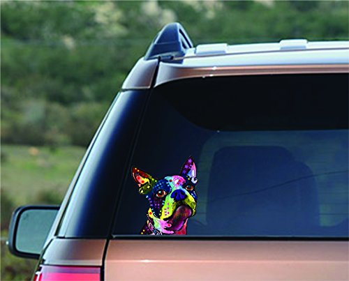 Enjoy It Dean Russo Boston Terrier Car Stickers, Outdoor Rated Vinyl Sticker Decals For Windows, Bumpers, Laptops Or Crafts - 2 Pieces #TOP7
