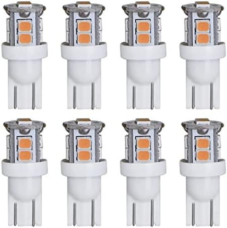 HUTTUUBUDU LED Landscape Light Bulbs 1W 12V Yellow White 2200K，7W Low Voltage Light Bulbs Equivalent，Wedge Base T5 Malibu Bulbs, Garden Light Bulbs, Landscape Bulbs 8 Pack
