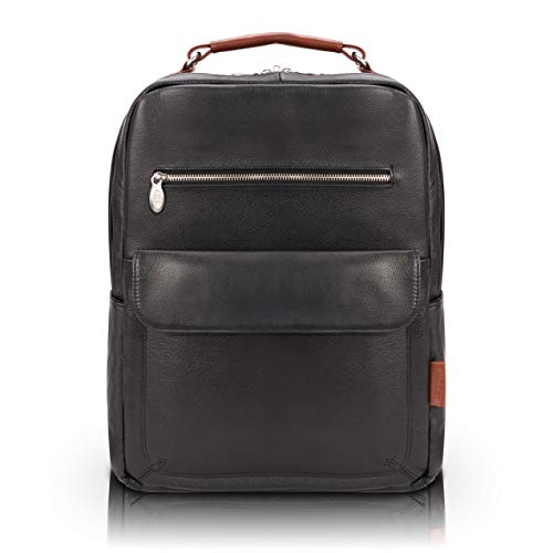 Exclusive Discount 70% Price McKleinUSA Logan Pebble Grain Calfskin Leather 17 Leather Two-Tone Dual-Compartment Laptop & Tablet Backpack Black (19082)