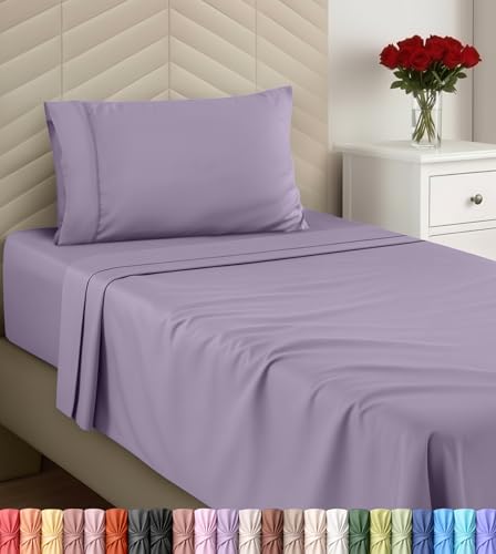 Image of Utopia Bedding Twin Sheet Set 3 Piece Soft Sheets - Lavender