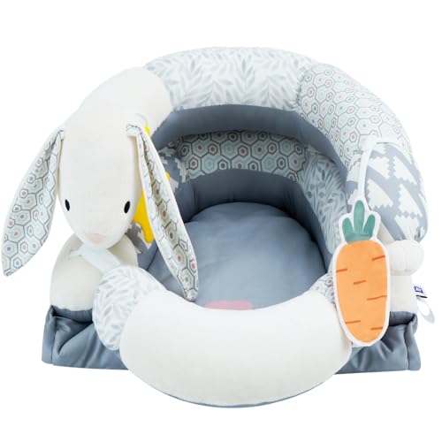 Image of Lovvie & Joy 2-in-1 Tummy Time Mat & Seated Support Pillow,Baby Tummy Time Pillow Support for Newborns and Older Babies,with Detachable Support Pillow and Toys Rabbit