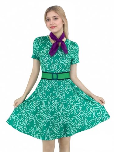 EDAUWAE Joy Costume Women Disgust Dress Inside Cosplay Out Halloween Dress Short Sleeve Dance Dress XL