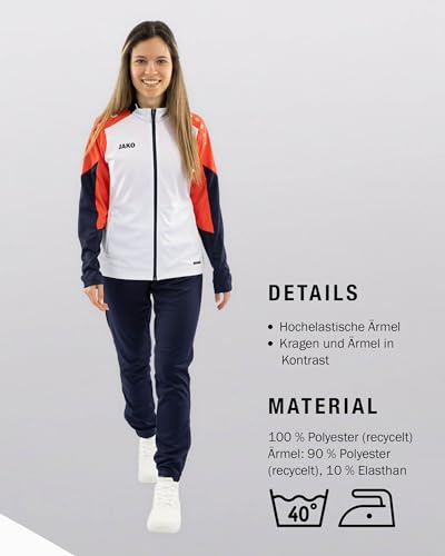 JAKO Damen Polyesteranzug Dynamic, weiß/coral/marine, M – Ansicht 4