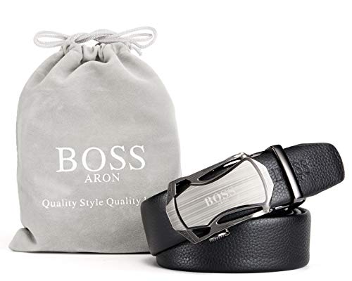 BOSSARON Ledergürtel Herren Leder Gürtel mit Automatik Schnalle Business Anzug 35mm Belt Schwarz - Image 5