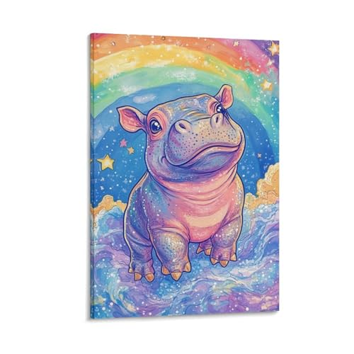 Toile hippopotame KAYZTGSDA 20x30 cm pour décoration murale de salon