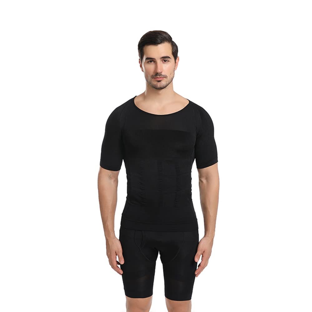 DEWUFAFA Post OP Gynecomastia Recovery Garment Chest Compression Male Vest (Color : Black 2pcs, Size : 101-120CMM)