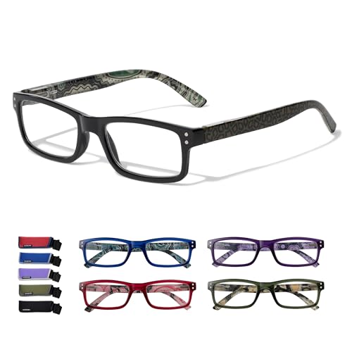 Image of Reading Glasses,Blue Light Readers Glasses For Women Men 0.0,Anti Bluelight Eyestrain UV Glare Reading /Gaming /TV /Phones Glasses,Magnifying Glass With Spring Hinge 5 Pack(B MIX)