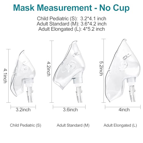 Ventisera 2 Pack Oxygen Mask for Face with 6.6 Ft Tubing and Adjustable Elastic Strap - Adult - Clear Size M (No Cup)