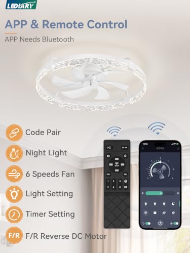 Image of LEDIARY 26 Inch Ceiling Fans with Lights White