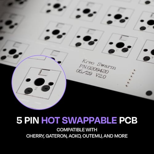 Image of Kreo Swarm 75% Wireless Mechanical Keyboard with Pre-lubed Switches, 5-pin Hot Swap PCB and 5 Layers Sound Absorption (All White, Huano Speed /Starling Switches)