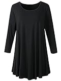 Veranee Women's Plus Size Swing Tunic Top 3/4 Sleeve Floral Flare T-Shirt (XXX-Large, Black)