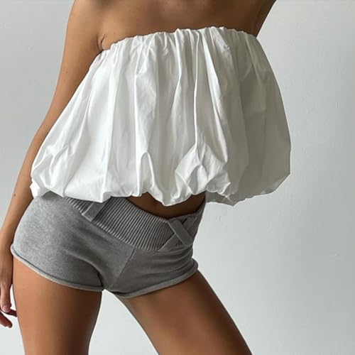 Women Y2k Bubble Skirt or Peplum Tube Tops - Convertible Strapless Ruffle Bandeau Ballon Mini Skirt for Summer2