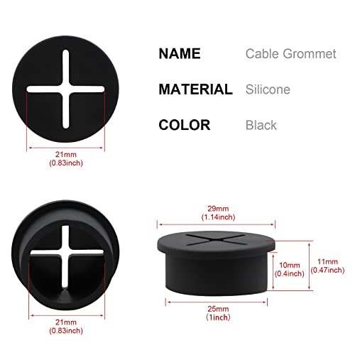 Kitanis CABLE GROMMENT-1INCH Desk Grommet, 1 Inch Flexible Rubber Grommets, Silicone Cable Cord Grommet Wire Hole Cover thumb #1