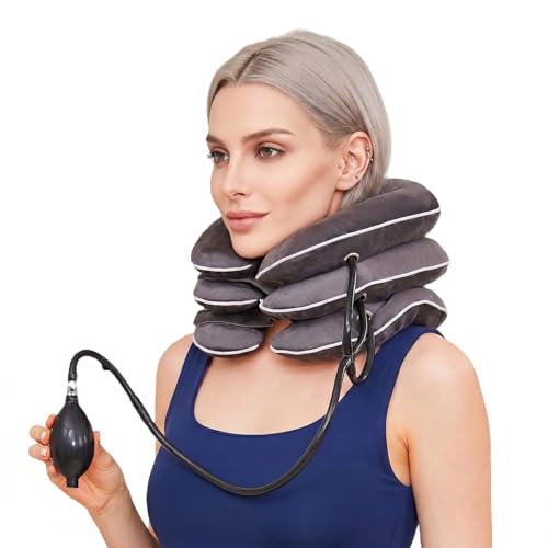 Ceriselle Nackenstrecker, Collier Gonflable, Support Cervical & Extension Cervicale, Réglable pour Détendre à la Maison & en Voyage