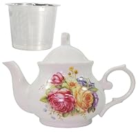 Klassische Vintage British Royal Style Keramik Teekanne, 30OZ große Teekanne perfekt für jeden Tag Versammlungen (Red, Large)