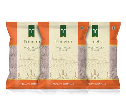 Image of Trinetra Ragi Atta (Finger Millet Flour) | Calcium & Fibre-Rich Millet Flour | 3 kg (3 x 1kg)