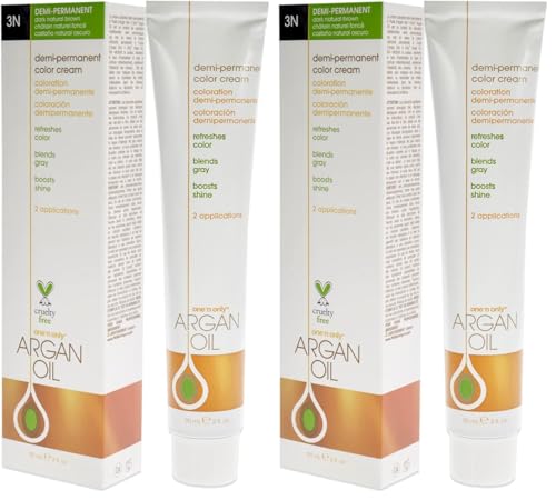 Image of One n Only Argan Oil Demi-Permanent Color Cream - 3N Dark Natural Brown Hair Color Unisex 3 oz (Pack of 2)