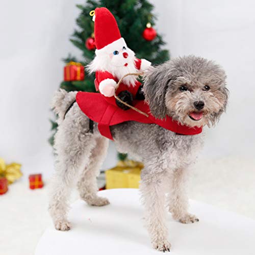 ULTECHNOVO Cachorro Santa Fantasia de Natal Vaqueiro Montando Cavalo Roupa Roupa AdorÃ¡vel Vestir Ro