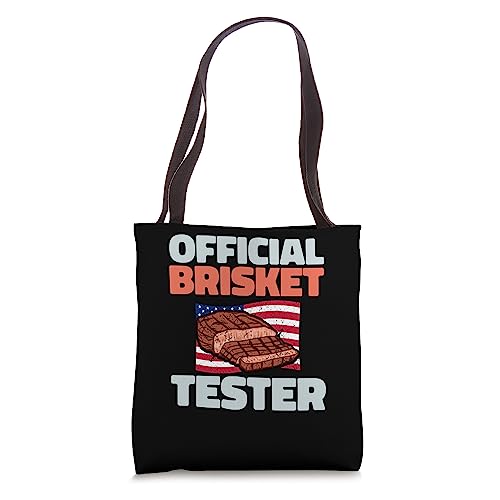 Brisket Pulled Pork Recipes Smoker Grill Beef Tote Bag - 16 Inch Durable Canvas Tote for BBQ Enthusiasts, Grill Masters, Tailgaters, and Campers - White