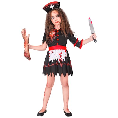 W WIDMANN MILANO Party Fashion   Disfraz infantil de enfermera zombi, vestido con tocado, disfraz sangriento de Halloween