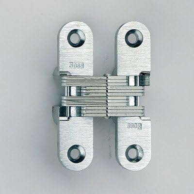 SOSS 208 Zinc Invisible Hinge with Holes for Wood or Metal Applications, Mortise Mounting, Unplated, #8 X 1.25 inches (208UNP)