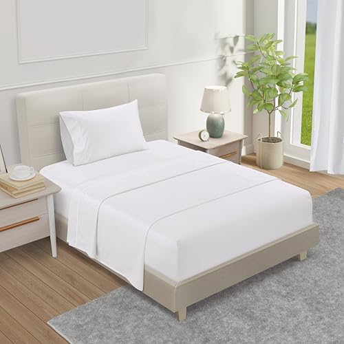 800 Thread Count 100% Egyptian Cotton Twin XL Bed Sheets Set, Deep Pocket Sheets Twin XL, Soft & Comfy Machine Washabe Hotel Luxury Bedding, No Pilling & Shrinkage Fade Resistant Premium Cotton- White