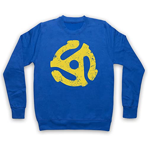 My Icon Art & Clothing 45 RPM Record Vinyl Converter Symbol Shape Sweat-Shirt des Adultes, Bleu, Large