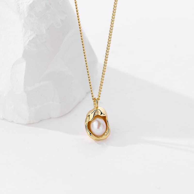 14K Gold Pearl Pendant Necklace for Women,Freshwater Cultured Pearl Chain Necklace,18",Christmas Gift for Her4