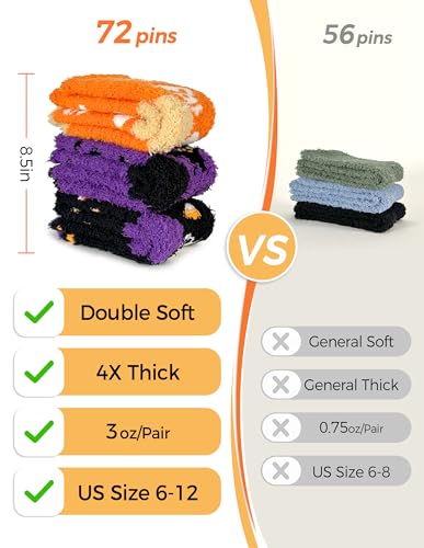 TEHOOK 4X Thicker & 2X Softer Fuzzy Socks, Cozy Warm Fall Halloween Gifts for Women3