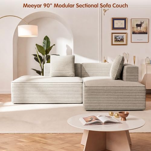 Image of Modular Sectional Sofa, Cloud Sectional Couch with Deep Seat, Modern L-Shape Sofa Couch with Chaise,Upholstered Boneless Couches for Living Room Bedroom (Beige, Right Facing Chaise)