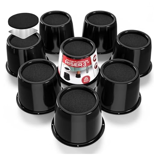 Utopia Bedding Bed Risers 3 Inch - 8 Pack - Round Furniture Risers with Top Anti-Slip Foam with Metal Plate & Bottom Rubber Pads - Bed Risers Heavy Duty for Sofa, Couch & Chair Lifts (Black)
