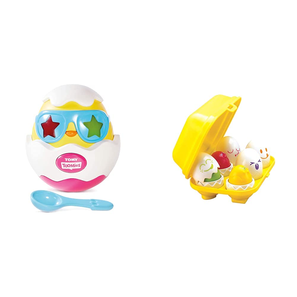 Toomies E72816C Beat It Egg Musical Baby Sensory Toys with Lights and  Sounds Perfect Girl Boy, Multi TOMY Hide and Squeak Eggs, Educational  Shape