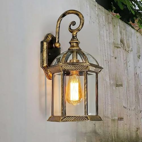 Lanterne murale noire mate étanche 7,8 pouces en verre transparent