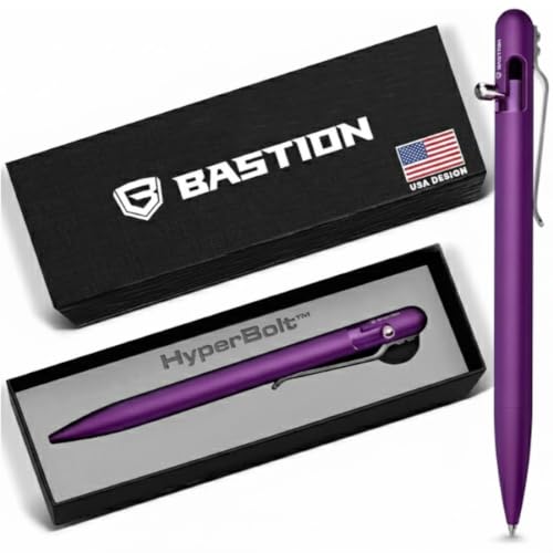 BASTION Slim Aluminum Bolt Action Pen, Womens Pen, Compact EDC, Purple