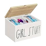 Soporte para tampones para baño - Contenedor de almacenamiento dividido, organizadora de madera, Accesorio de higiene femenina, Diseño de cierre de tapa, Pieza de tocador | Mujer Servilleta Inodo