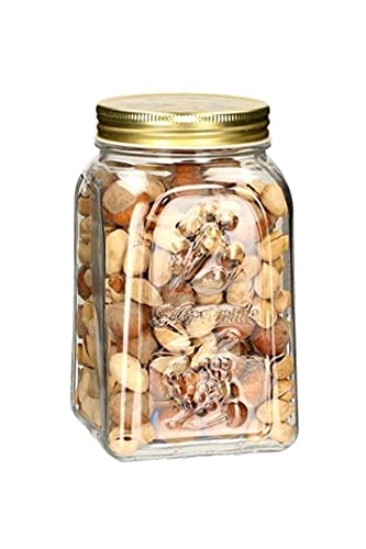 Image of Pasabahce Homemade Glass Jar with Metellic Lid from House of the Original Pasabahce from Turkey | Stylish & Durable Airtight Storage Container for Pickles, Snacks, Cookies & Spices (1500ml, 1pc)