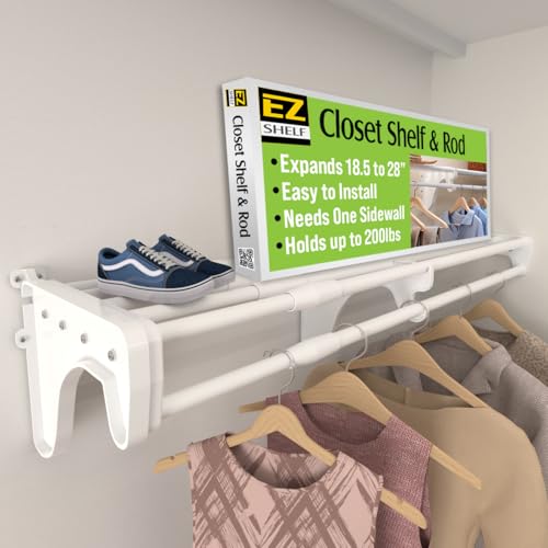 EZ Shelf - Closet Shelf with Hanging Rod - 64.3-119”