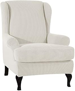 CHUN YI 2-Piece Stretch Jacquard Wing Chair Cover, Wing Back Wingback Armchair Chair