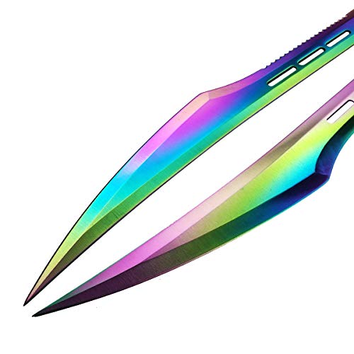 Tactical Master 27" Twin Tactical Machete 2 Pcs Set, Fantasy Katana Double Sword. for Collection, Gift, Camping, Outdoor Sports (Rainbow)