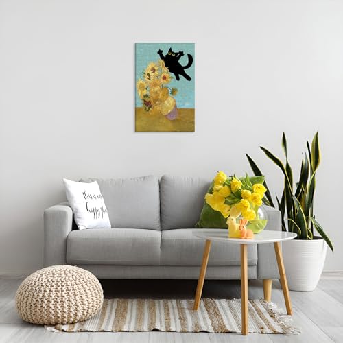 Toile chat noir et tournesol TYOHU poésie florale pour votre décoration - 5